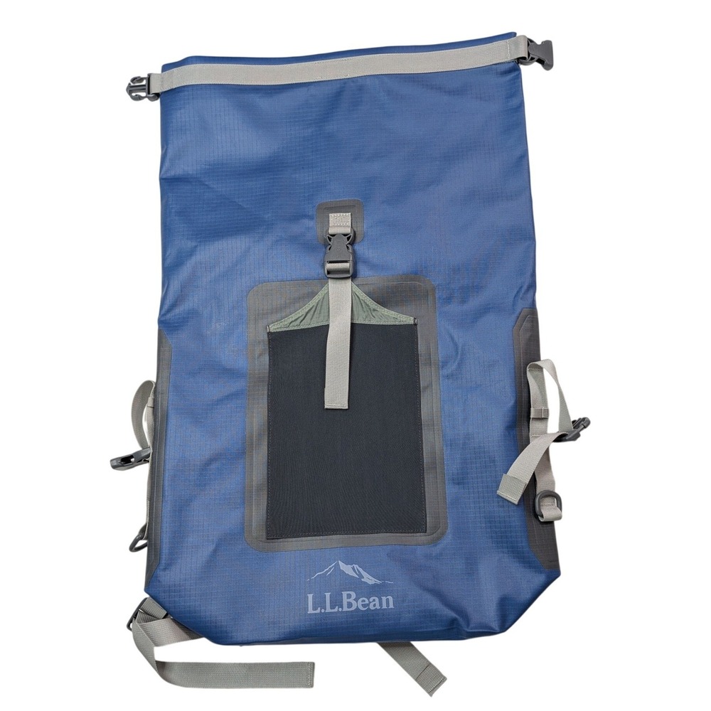 L.L. Bean Adventure Pro Waterproof Roll Top Dry Bag Backpack Blue Ripstop